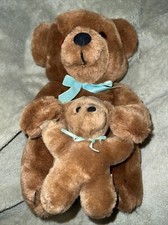 VINTAGE 1987 DAKIN SOFT MAMA  BABY BROWN BEAR PLUSH SOFT TOY   10"