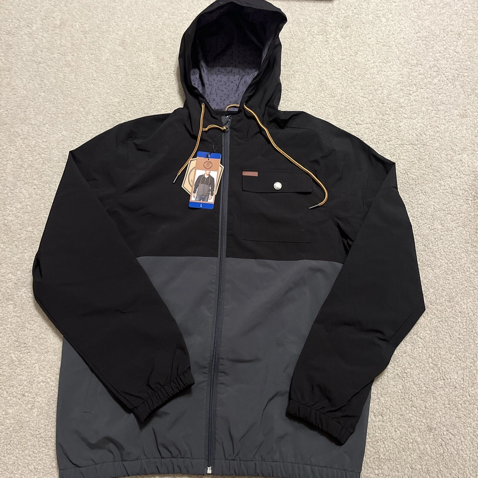 VOYAGER MEN'S WINDWEAR WIND/WATER RESISTANT JACKET(BLACK/GRAY, L ) NWT