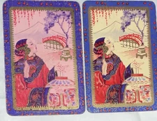 EU109 Swap Playing Cards 2 VINTAGE ENGLISH Pair Of Oriental Ladies