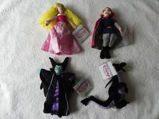 Disney Store Sleeping Beauty Bean Bag Plush Complete Set of 4 w/Tag Protectors