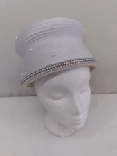LADIES TALLY TAYLOR FORMAL GRAY BEADED TEAR HAT WITH RHINESTONE 