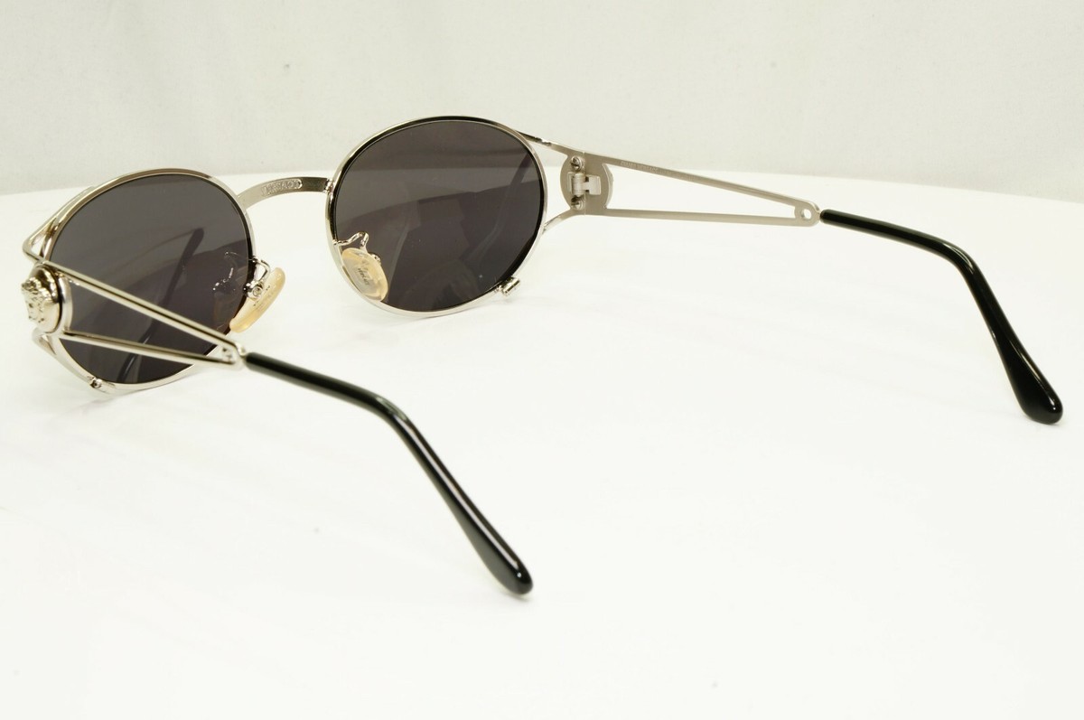 90s Vtg Versace H68 Silver Oval Medusa Sunglasses Custom Purple Lenses Full Set Gianni Versace 1996 Womens Vintage Brown Oval Medusa  main image 2