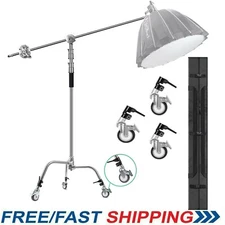 Heavy Duty Light Reflector C Stand with Boom Arm Castor Wheels and Carrying Bag