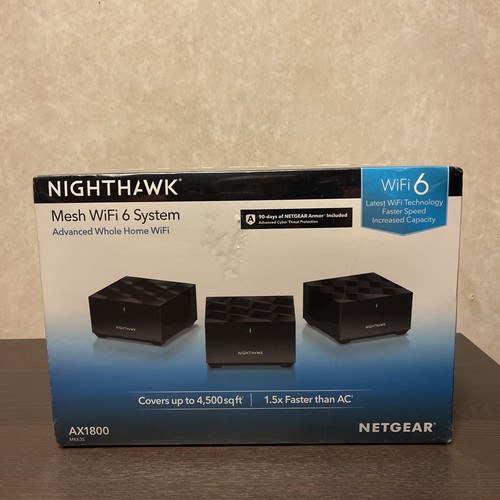 NetGear NightHawk Mesh WiFi 6 System, For Up To 4,500 Sq Ft (AX1800/MK63S)