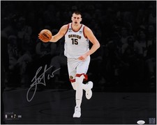Nikola Jokic Nuggets Signed 16x20 Dribbling Spotlight Photo - Silver Ink - JSA