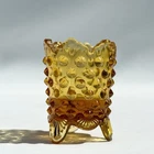 Fenton Vintage Amber Hobnail Glass Toothpick Holder– Footed