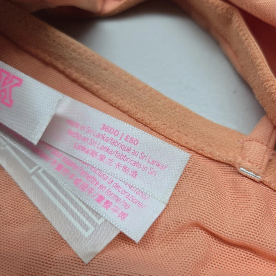 PINK Victoria's Secret Women Bra 36D Peach Front Close Wear Everywhere - Image 4 of 4