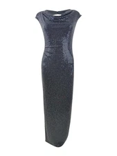 Xscape Women's Cowlneck Open-Back Sequinned Gown (4 Grey) 191837192829