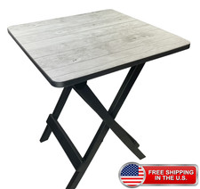 Ozark Trail 19-inch Plastic Folding Outdoor Camp Side Table, Gray Wood Grain