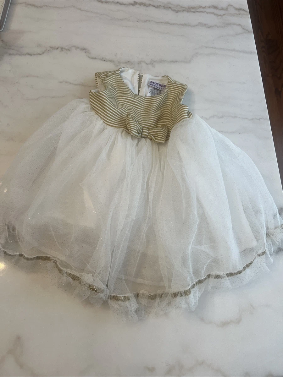 Blueberi Boulevard Baby girls 3-6 Month Tulle Gold Glitter Party Dress  Holiday | eBay