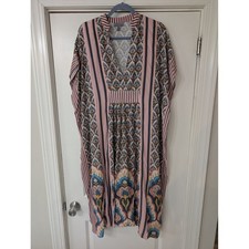 Anthropologie Conditions Apply Women Geometric Floral Kaftan Dress One Size