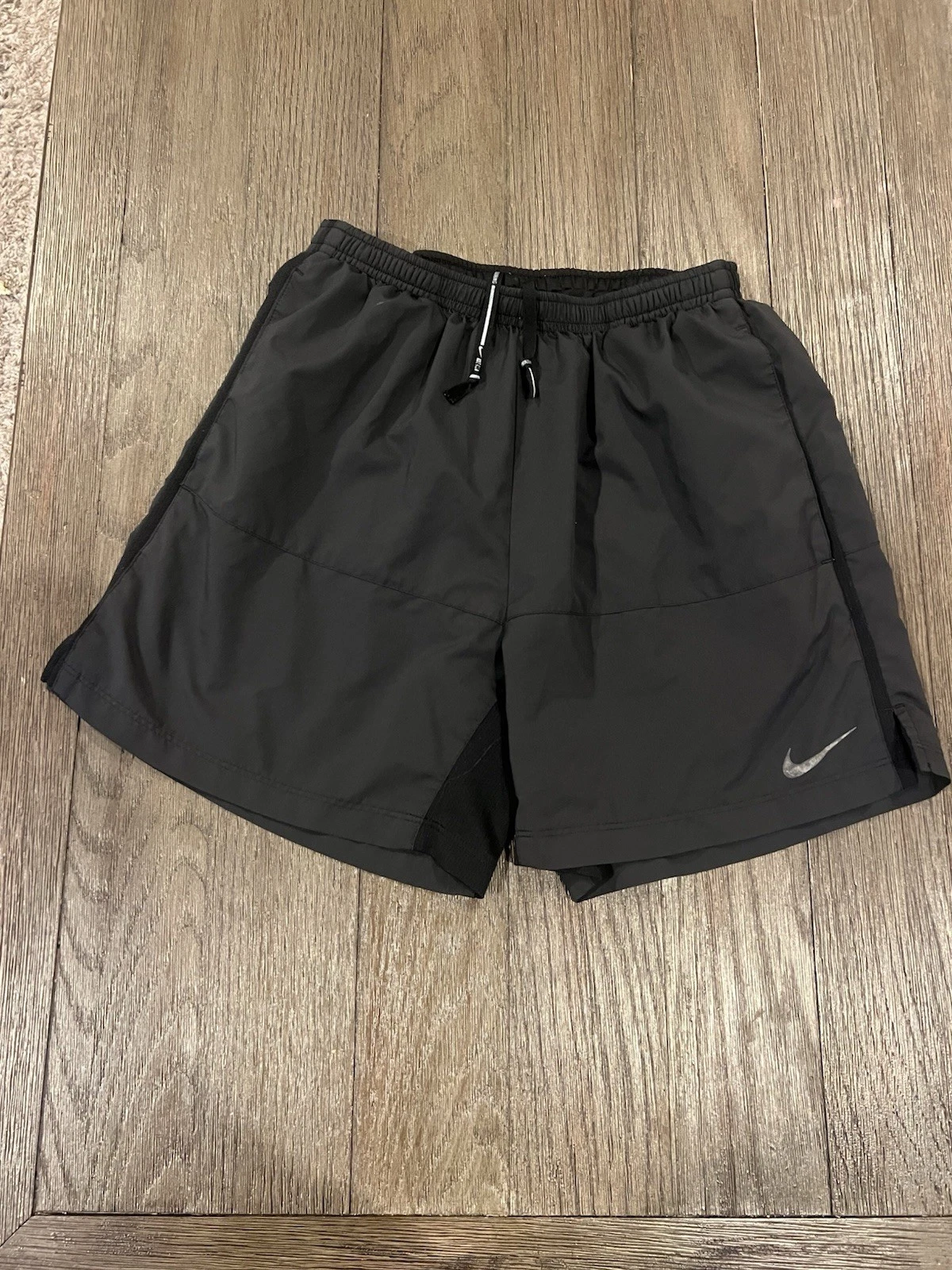 Mens Nike Lined Running Shorts Gray Black Small