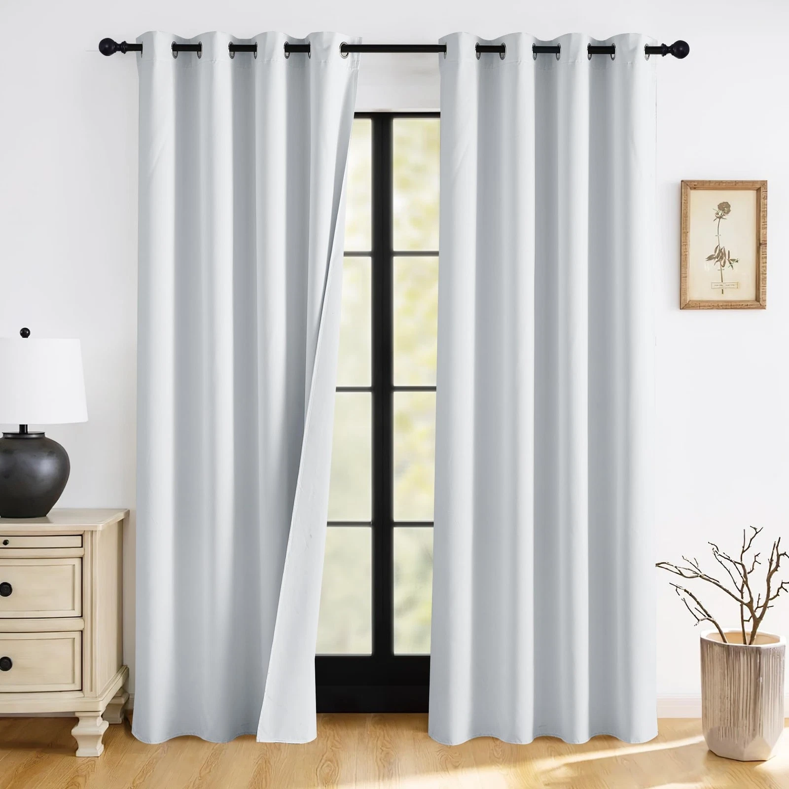 Ryb Home White Blackout Curtains For Bedroom 100 Blackout Thermal Insulated