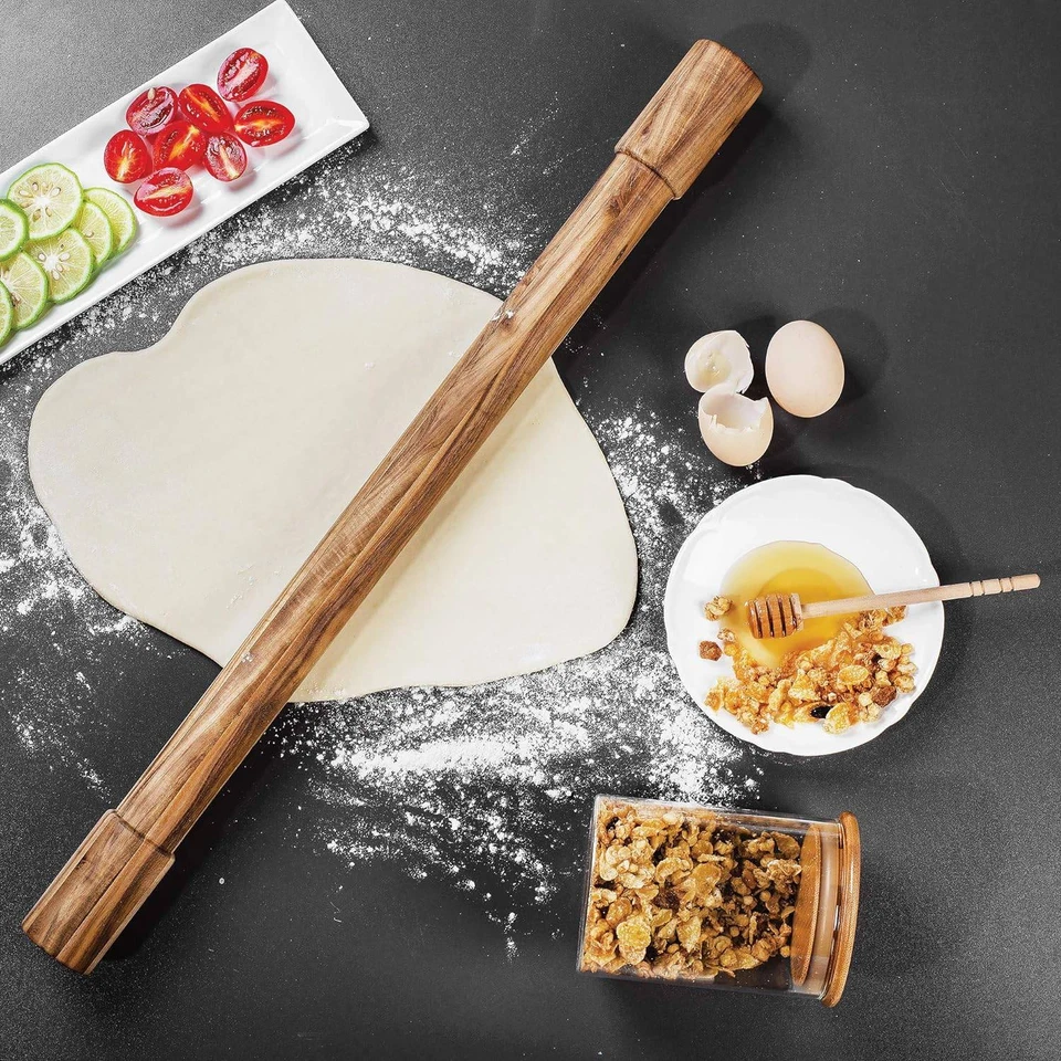 Ironwood Gourmet Acacia Wood Rolling Pins, Long and Thin, 1 Pair, Fixed Handles - Image 4 of 4