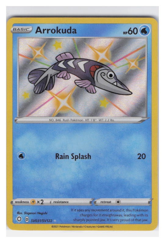 Arrokuda Holo Shiny Holo Rare Shining Fates: Shiny Vault SV031/SV122 NM