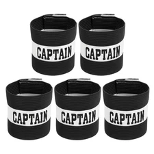 Pack of 5 Soccer Captain Armband Captain Arm Bands for Soccer Black