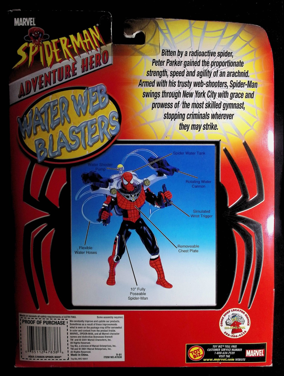 Spider-Man Water Web Blasters Aqua Cannon Spider-Man 2001 Toy Biz