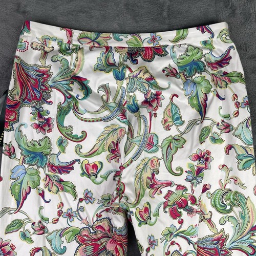 Ralph Lauren Pants Women 6 30x29 Floral Print White Beach Casual Preppy Paisley - Picture 7 of 15