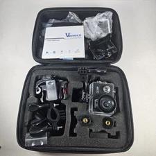 Vemico Action Camera V2 4k Ultra HD Used W Accessory Kit And Carrying Case