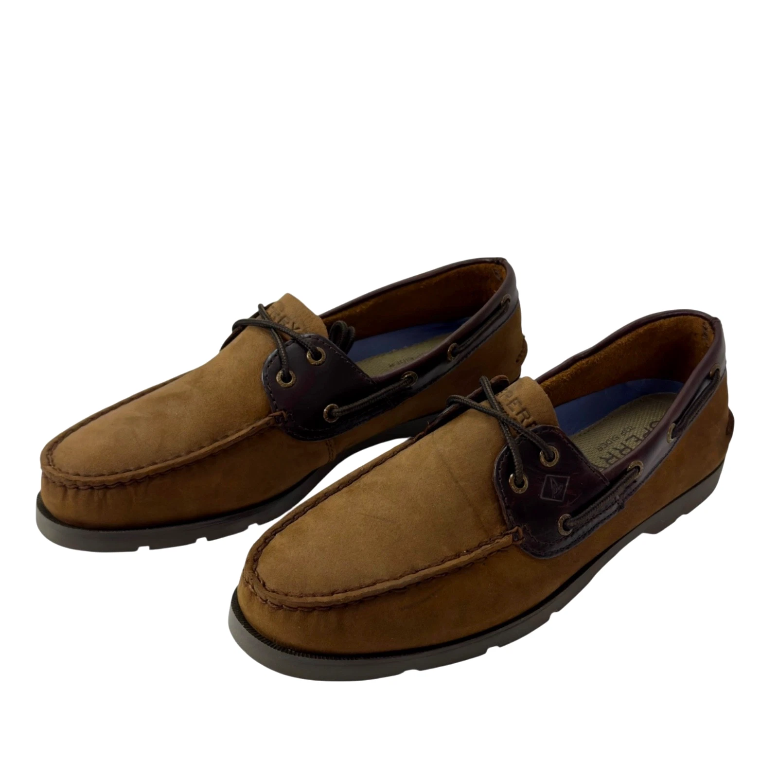Sperry Men’s Leeward 2-Eye Boat Shoes Brown Buck Leather Loafers Multiple Sizes