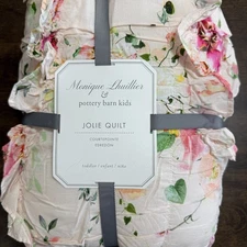 POTTERY BARN KIDS MONIQUE LHUILLIER JOLIE TODDLER BABY QUILT PINK RUFFLES FLORAL