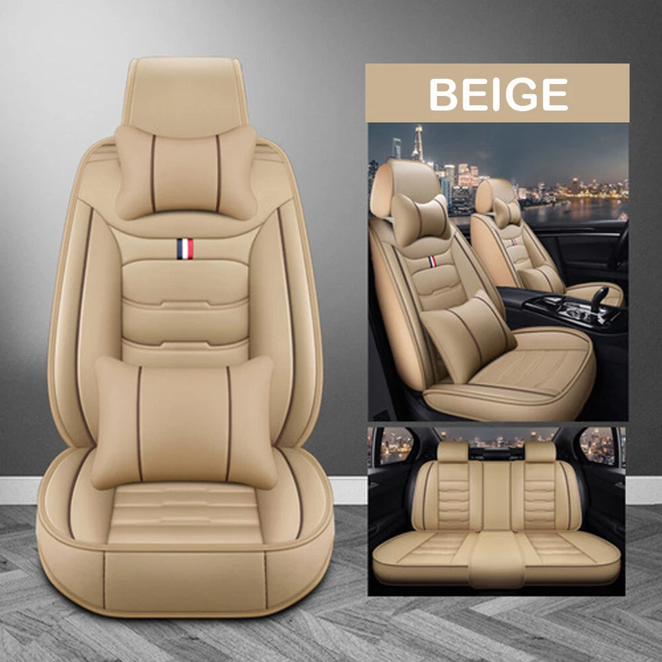 For BMW Luxury Car Seat Covers Leather 5-Seats Full Set Front Rear Back Cover Foto 2 de 4