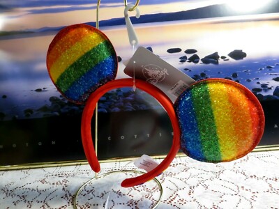 DISNEY STORE MICKEY MOUSE EARS HEADBAND W/GLITTER - RAINBOW  display picture 1