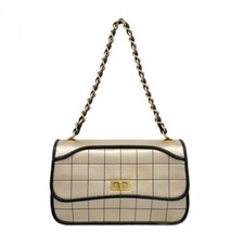 Borsa a mano CHANEL 2,55 barretta di cioccolato catena tracolla pelle oro sat...