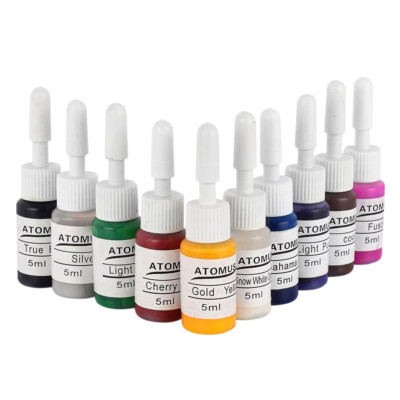 Tattoofarbe, 10 Farben-Set 5 ml Tätowierfarbe, Tattoo Ink, Tattoo Pigment, .