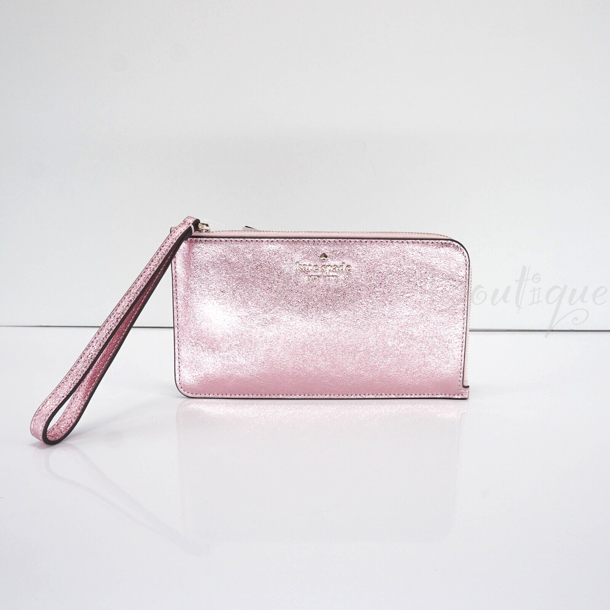 NWT New Kate Spade KE635 Lucy Medium L-Zip Wristlet Metallic