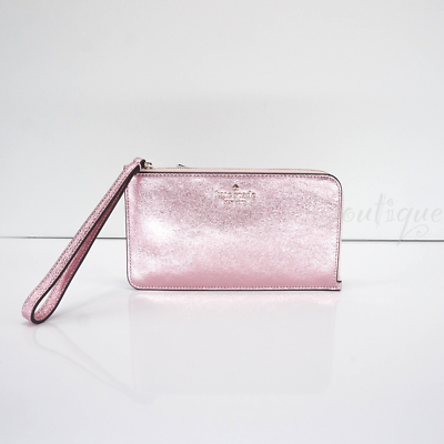 NWT New Kate Spade KE635 Lucy Medium L-Zip Wristlet Metallic