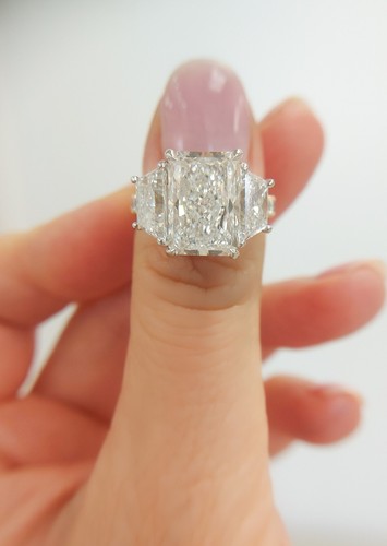 Diamond Gold Ring VS1 F Radiant 7 Ct Lab Grown IGI Certified TWO Tones Ring - Picture 2 of 11