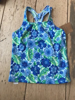 Débardeur Lands End bleu vert fleurs seulement 4 5 Y neuf avec étiquette - Photo 1/2