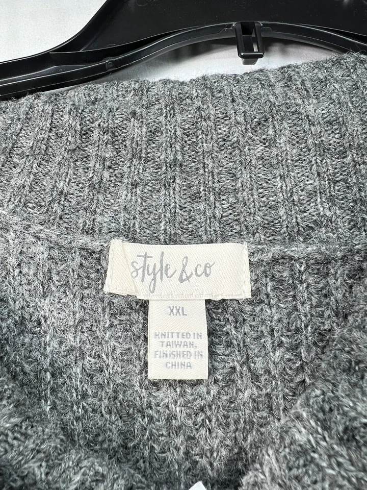 Suéter túnica Style and Co para mujer talla XXL gris capucha cuello pulóver nuevo Foto 3 de 4