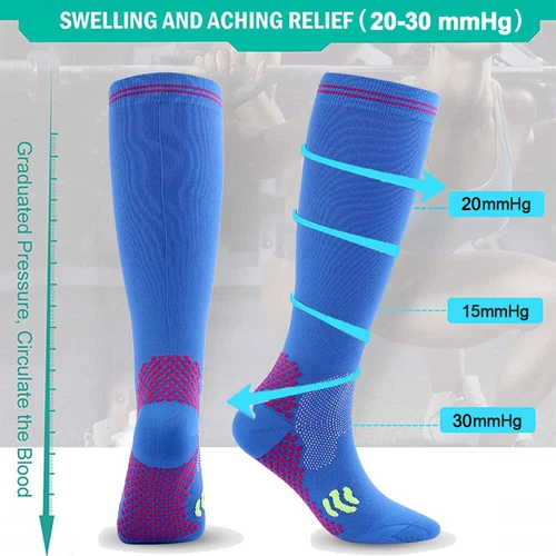 3Pairs Sports Compression Socks Professional Running Fitness Socks Slim Legs - Picture 6 of 12