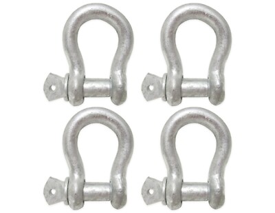 4 Pack 5/8'' Screw Pin Anchor Shackles Hot Dip Galvanized 4000 lbs WLL
