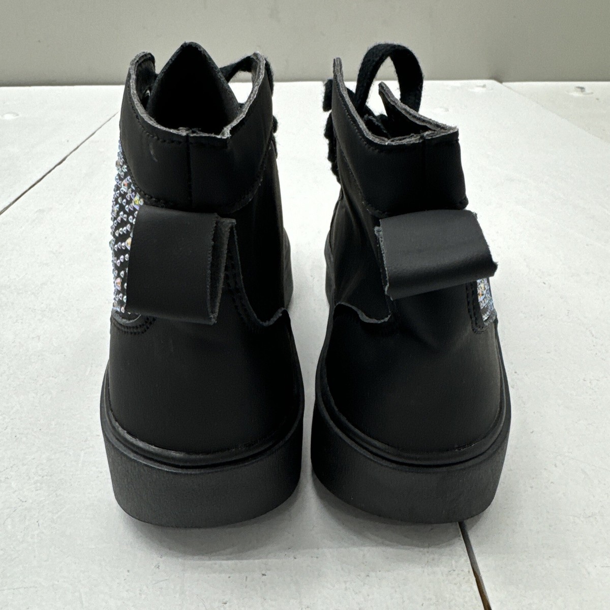 SHEIN Black Rhinestone High top Sneakers Lace Up Shoes Women's