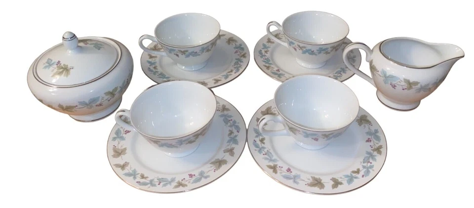 Juego de té vintage de vid china de 10 piezas #6701 - tazas de té, azucarero, crema Foto 2 de 4