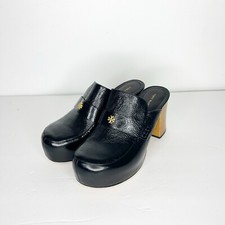 Tory Burch Platform Clog Black Patent Leather Size 7.5 Lug Sole