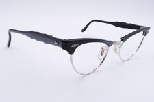 NOS ArtCraft Eyeglasses FRAMES 46 20 Gray Blue Browline 1/10 12k GF Silver D866