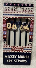 Disney Mickey Mouse 4 Pack Plastic Drinking Straw  s NOS RARE Read Description