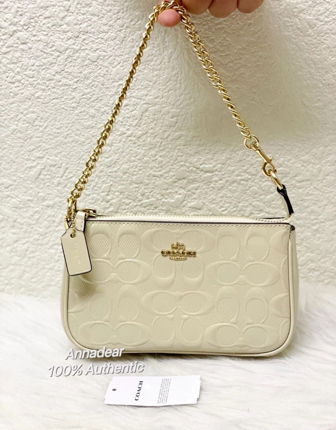 Coach Nolita 19 nuovo con etichetta in pelle firmata CU000 gesso