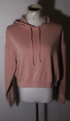 H&M Divided Peach Oversized Cropped Drawstring Hoodie Size L