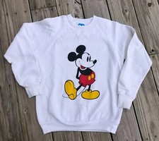 Vintage 80s Disney Character Fashions Mickey Mouse Sweatshirt Off White Size M