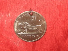30MM 1979 Israeli  Israel Lion Coin Silver Tone Pendant Charm Necklace