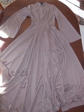 NWT Bell Sleeve Princess Seam Dress Small Adult Item solid MOCHA Full Skirt