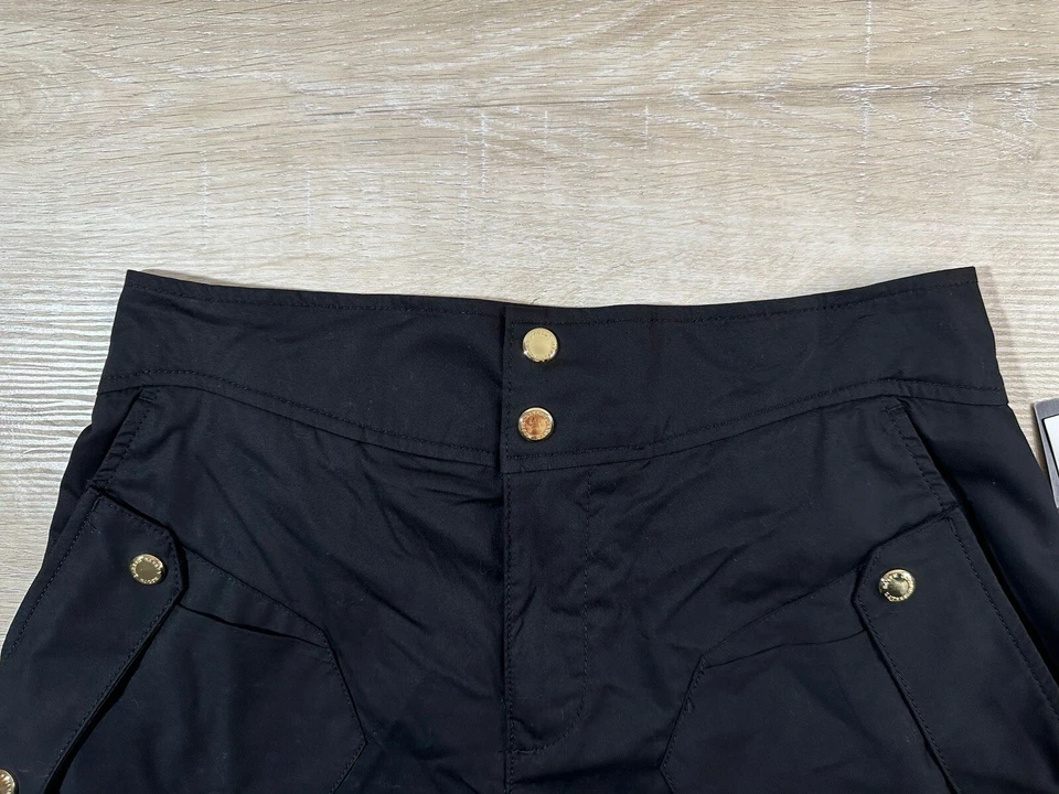 全新带标签 Lauren Ralph Lauren 女式短裤黑色 2 Snap Button 前斜纹布 125 美元 — 第 3/4 张图片