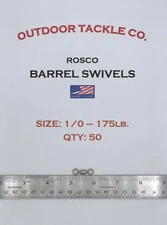 Rosco Barrel Swivels 1/0 175lb 50 Pack MADE IN USA