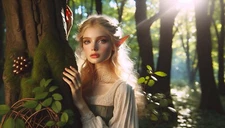 Digital Image Picture Photo Pic Wallpaper Background Elf girl in woods AI ART