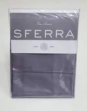 Sferra Giotto King Pillow Case Pair Titanium Cotton Sateen Italy
